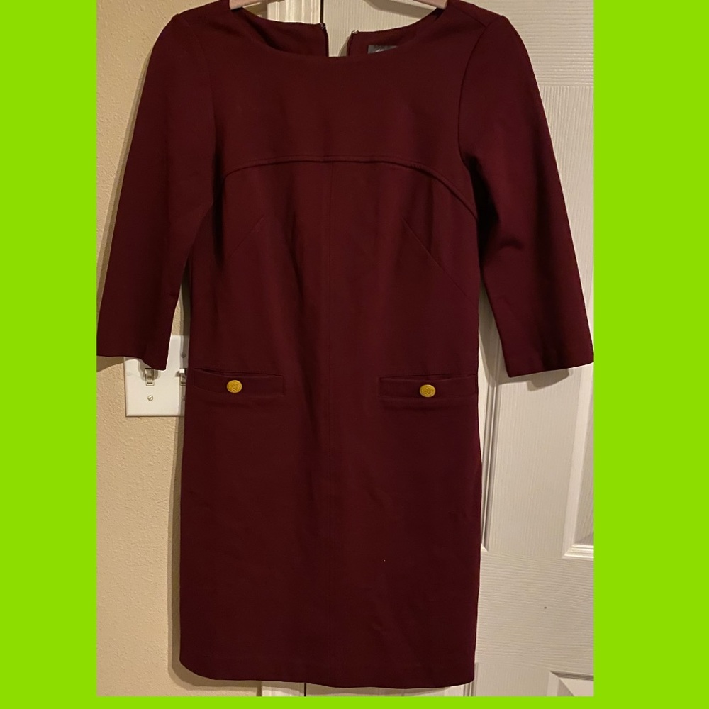VINCE CAMUTO WINE 3/4 sleeve shift  dress Sz 2